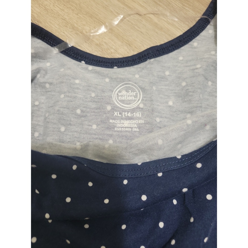 Wonder Nation Girls Navy Blue Polka Dot Jumpsuit XL 14-16 NWT - Picture 8 of 8